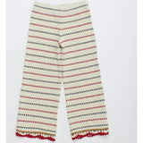 BARCOS KNIT PANTS OFF WHITE / RED