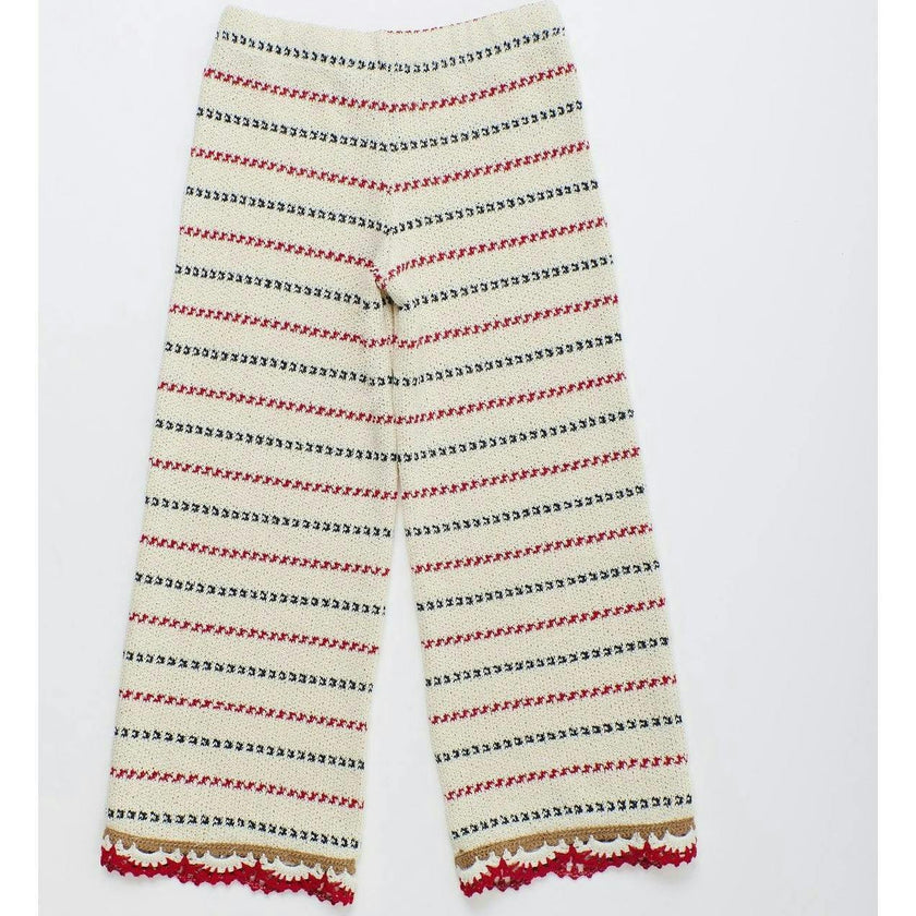 BARCOS KNIT PANTS OFF WHITE / RED