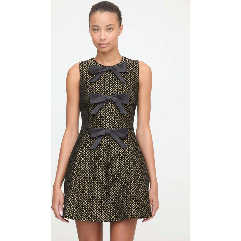 The Blythe Bow Dress - Metallic Brocade