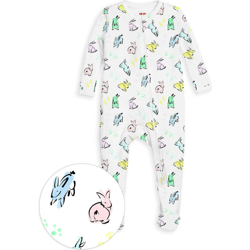 The Organic Zipper Footie [Bunny Hop]
