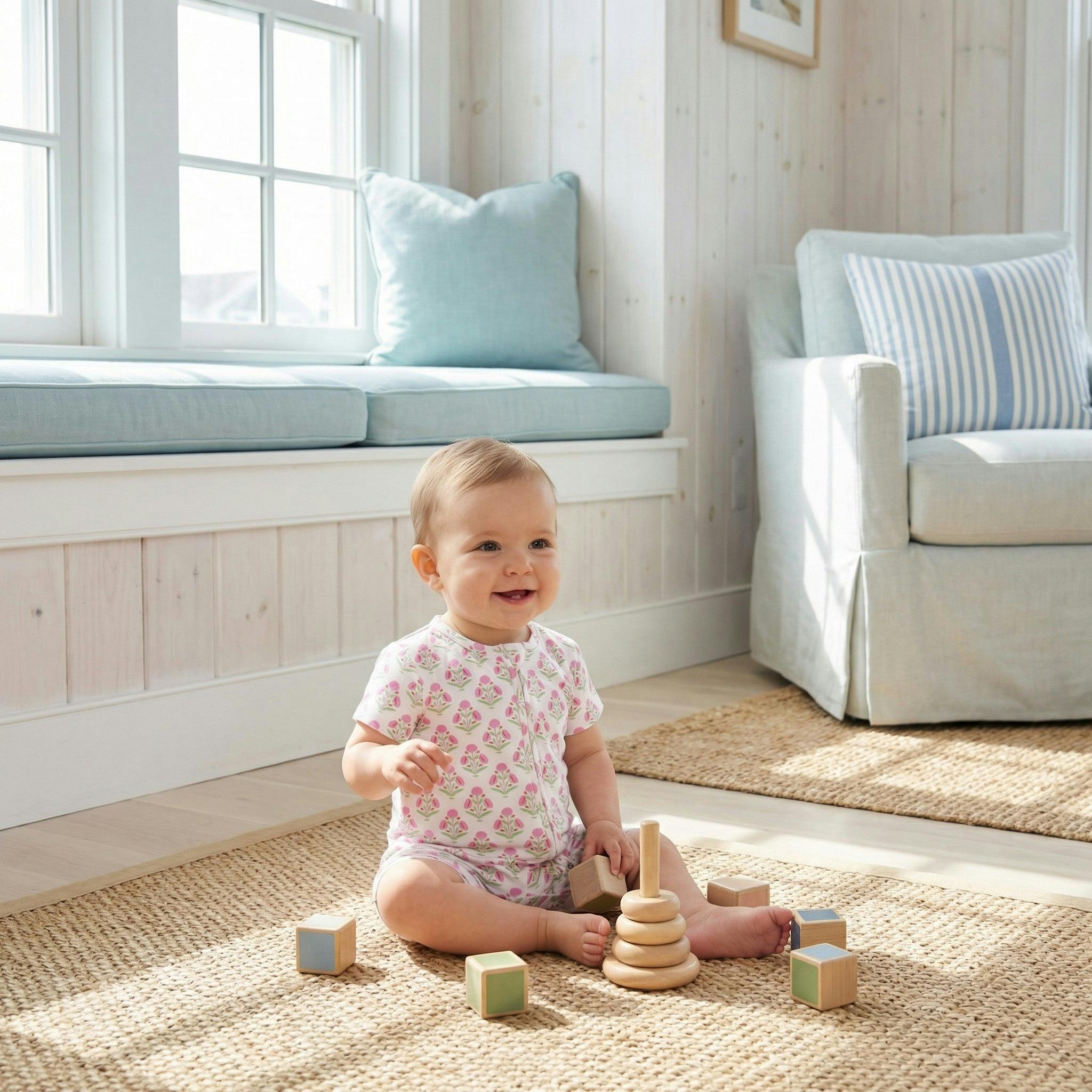 Pink Posy Short Sleeve & Shorts Bamboo Sleeper