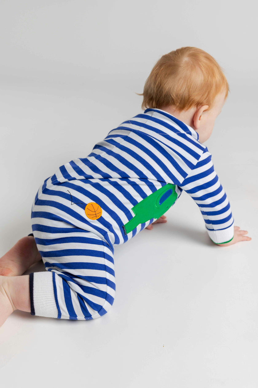 Stripe Knit Longall with Elephant & Basketballs