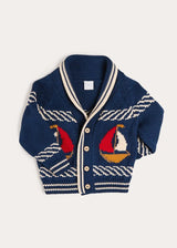 Boat Motif Knitted Cardigan in Navy (2- 10yrs)