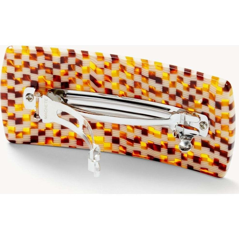 Jumbo Box Barrette in Tortoise Checker