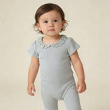 Organic Lace Collar Onesie & Tights Set - Fog