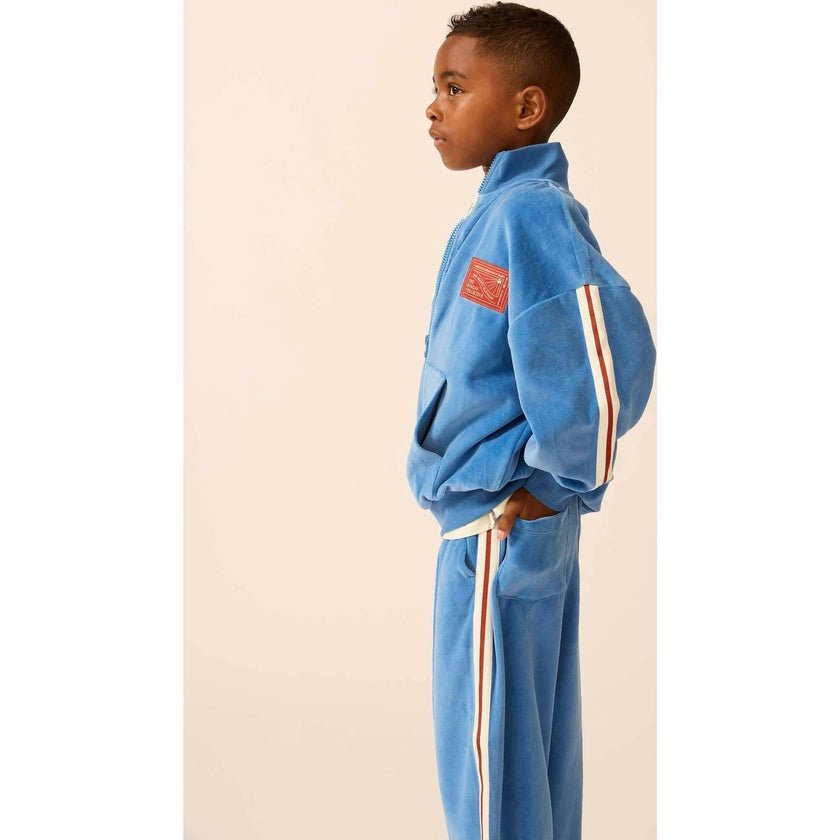 Velour Riley Track Pants in Blue Note