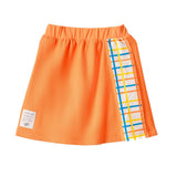 Orange Plaid Trim Cotton Skirt