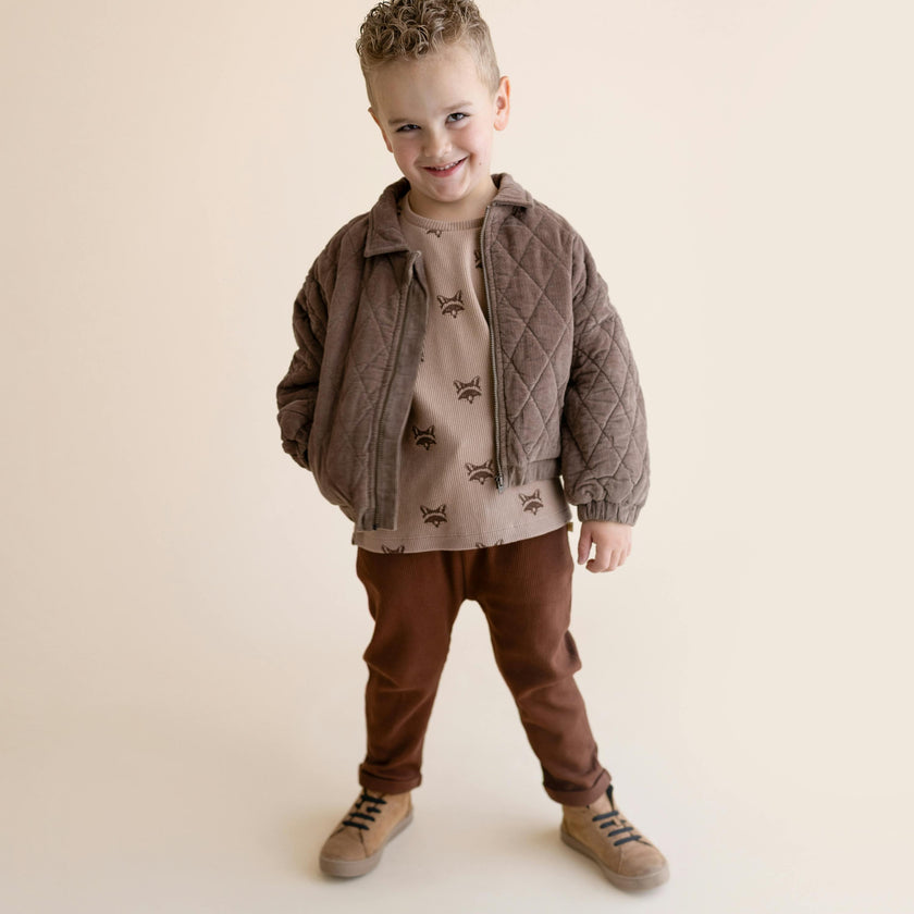 Organic Quilted Bomber Corduroy Jacket