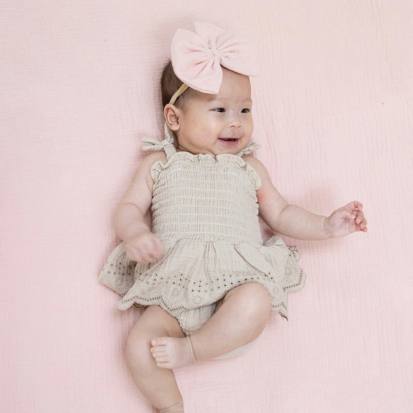 Solid Muslin French Oak - Smocked Bubble with Skirt