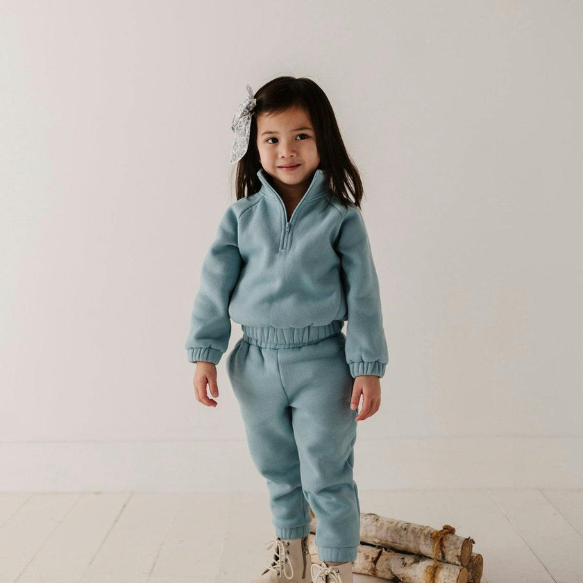 Fleece Zip Set Heather Gray