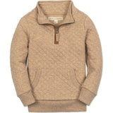 Long Sleeve Quilted Kanga Half Zip Pullover, Beige