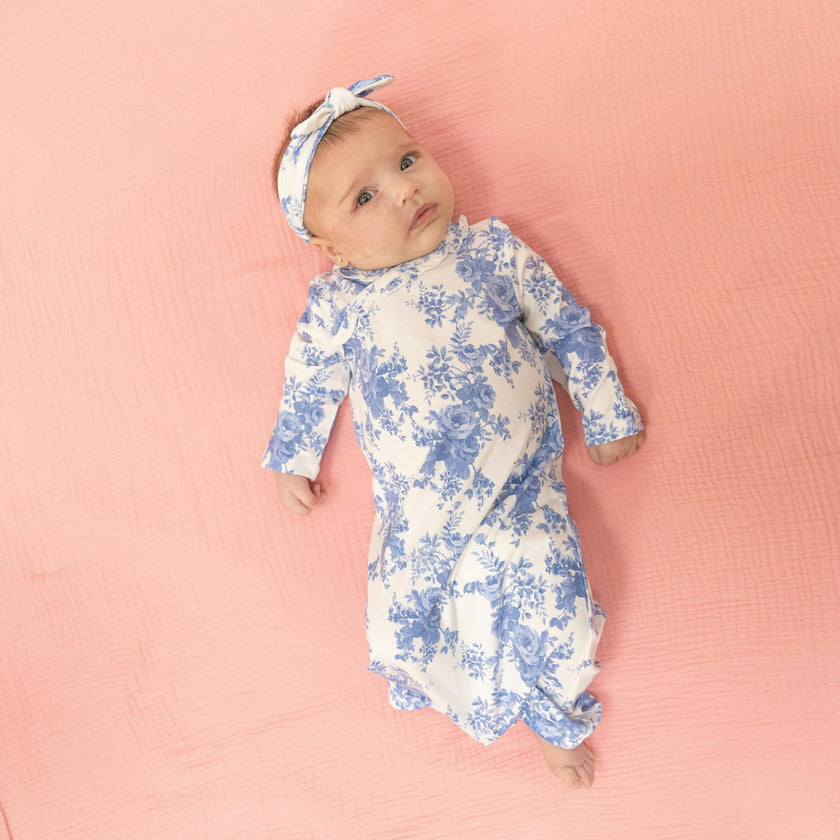 Dream Cottage Floral - Kimono Gown & Knot Headband
