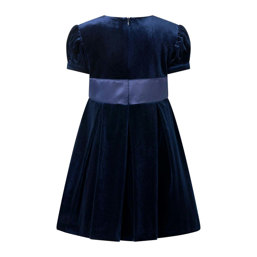 Crushed Velvet Bow Ribbon Tie Short Puff Sleeve Dress
