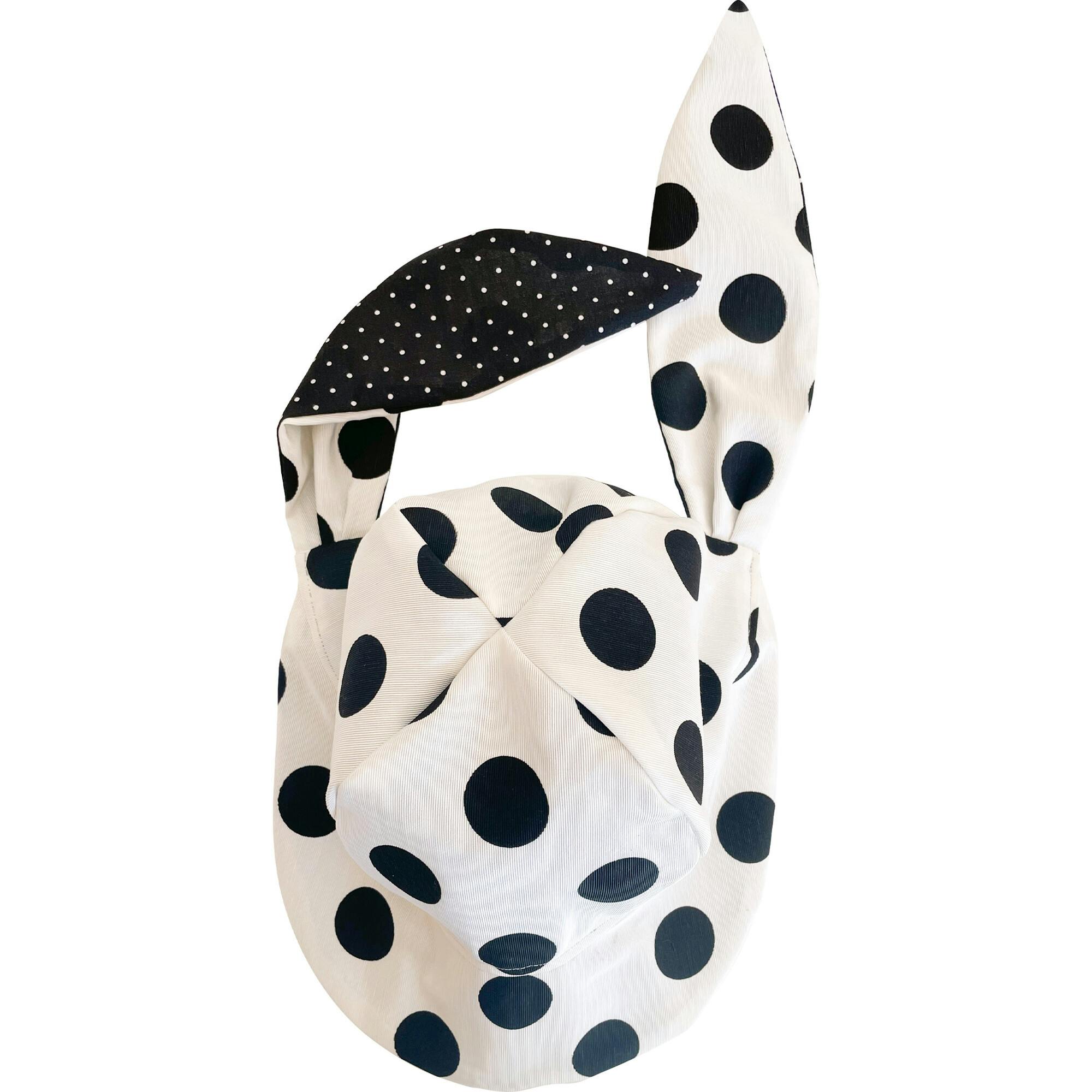 Sun Bonnet, Black Polka Dots On White