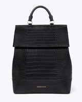 Chic, Stylish Padded Laptop Sleeve Backpack, Black Croc