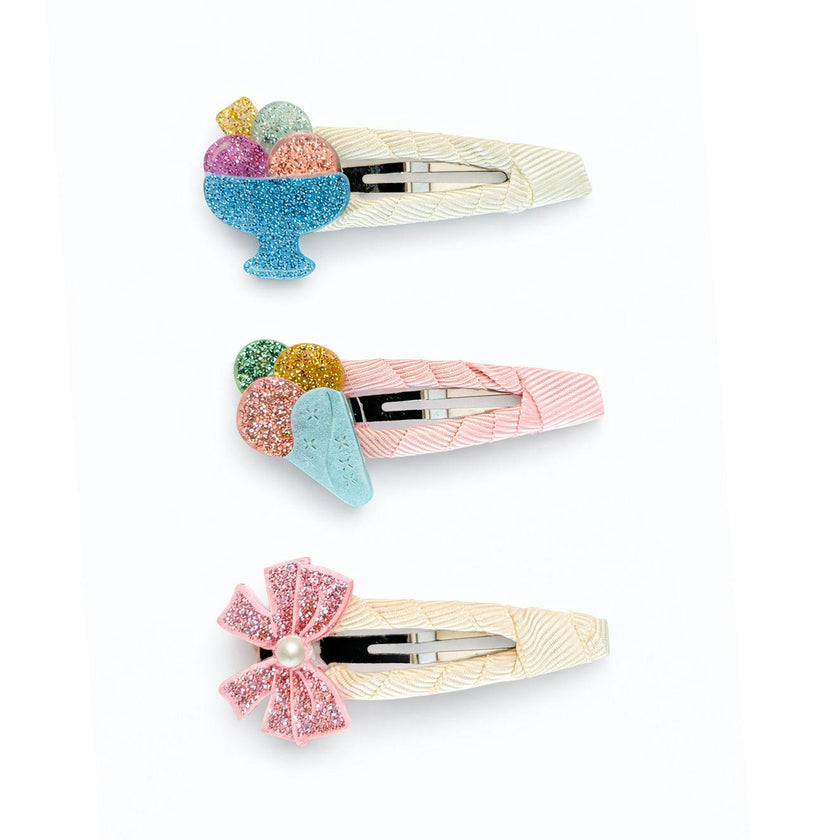 Ice Cream Triple Scoop & Bow Snap Clips -SUM