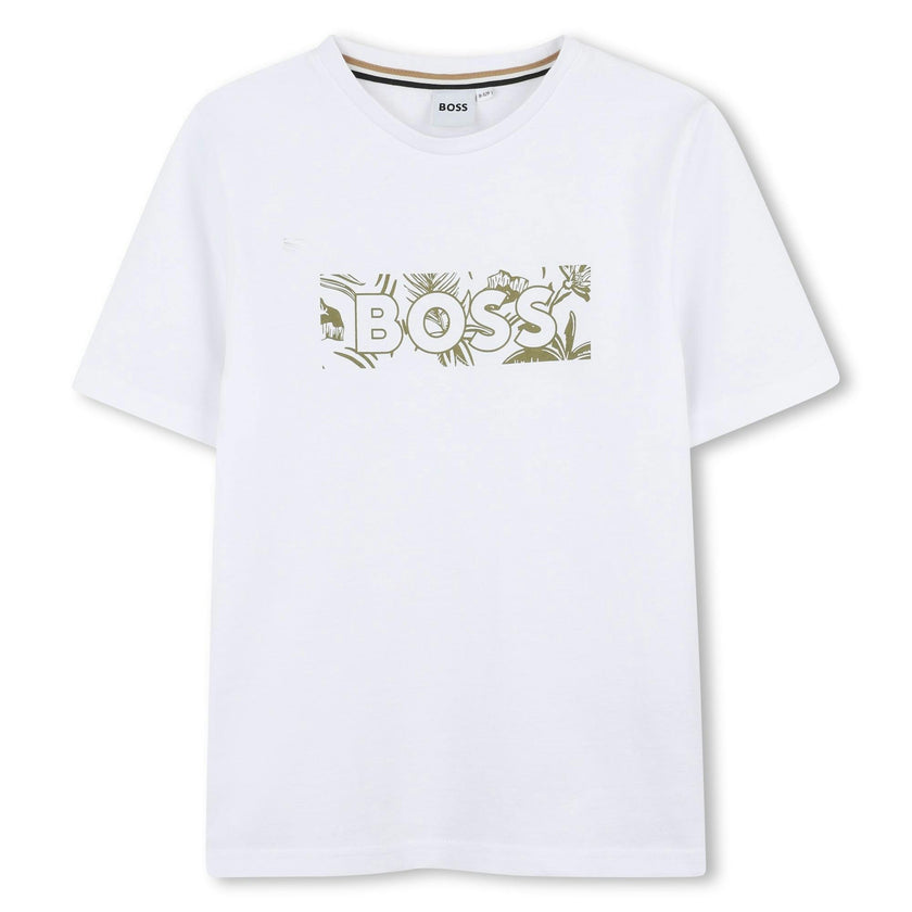 White Green Leaf Logo T-Shirt