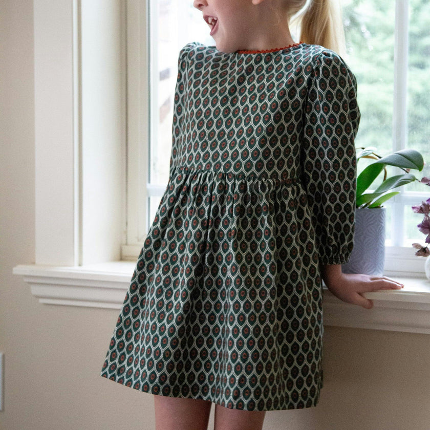 Phoebe Long Sleeves Dress | Green Motif
