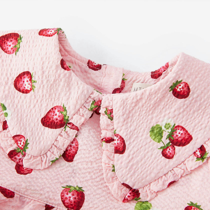 Strawberry Ruffle Collar One Piece Dress