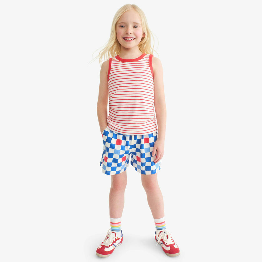 Clearance kids park short in checkerboard