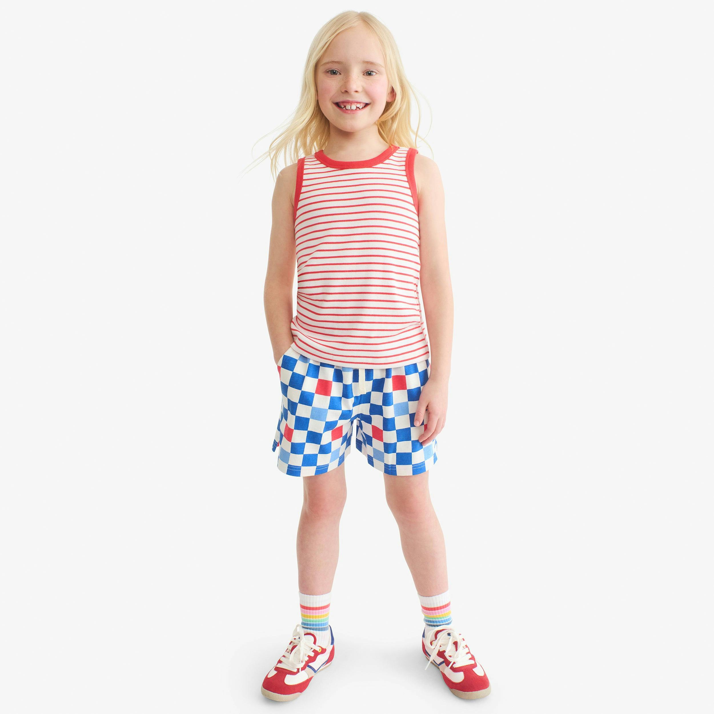 Clearance kids park short in checkerboard