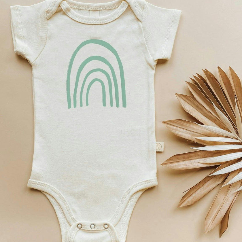 Rainbow Seafoam Organic Cotton Baby Bodysuit Short Sleeve