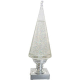 14-Inch Battery-Operated Clear and Silver Lava Light Tree