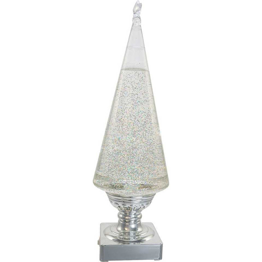 14-Inch Battery-Operated Clear and Silver Lava Light Tree