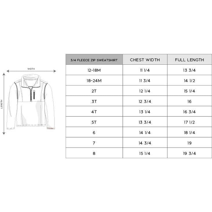 Boy's 3/4 Fleece Zip Sweatshirt