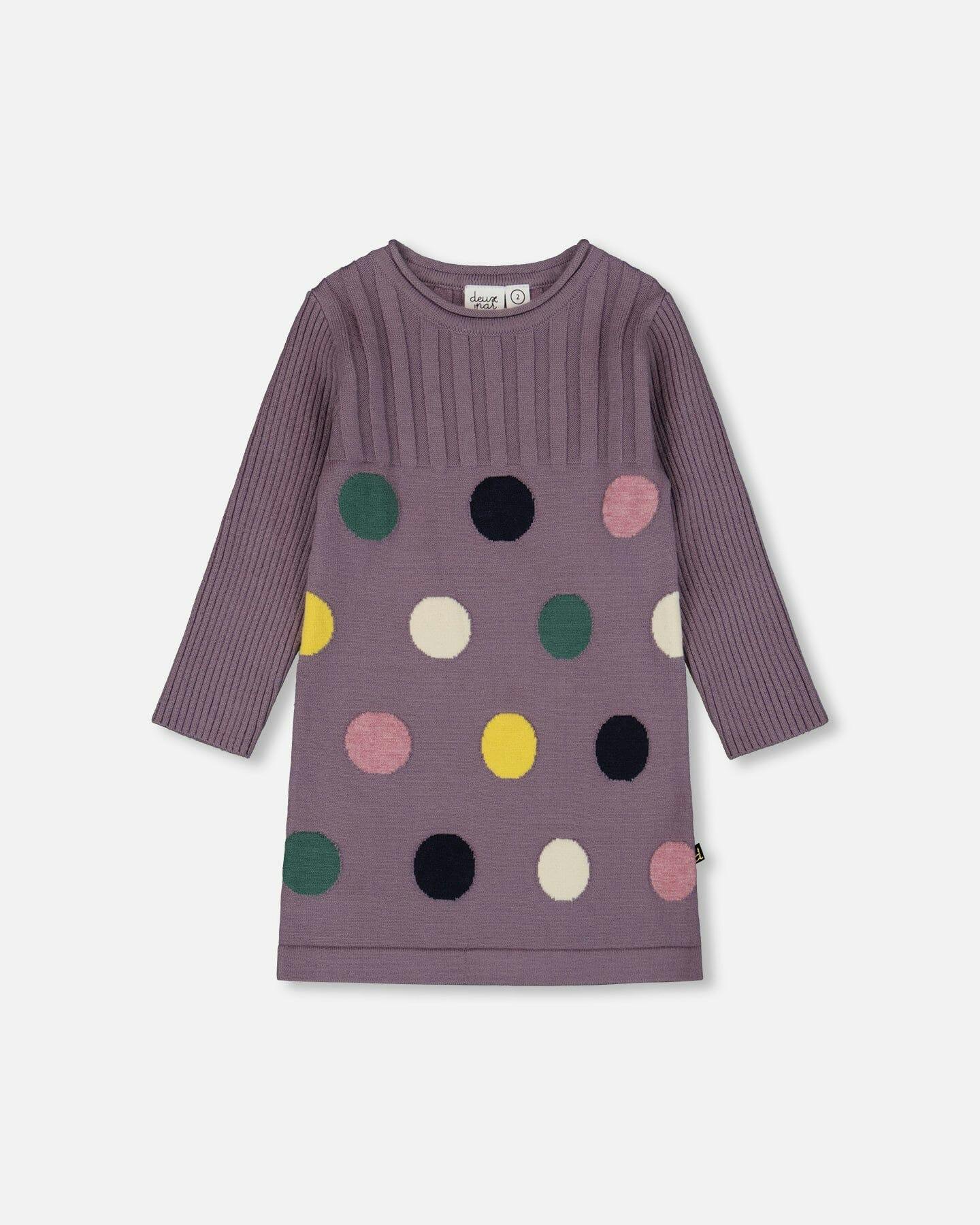 Jacquard Sweater Dress with Polka Dot Pattern