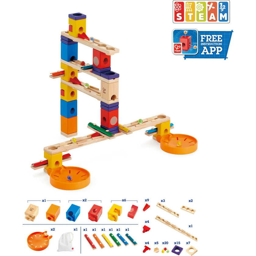 Quadrilla Wooden Marble Run Construction Playset