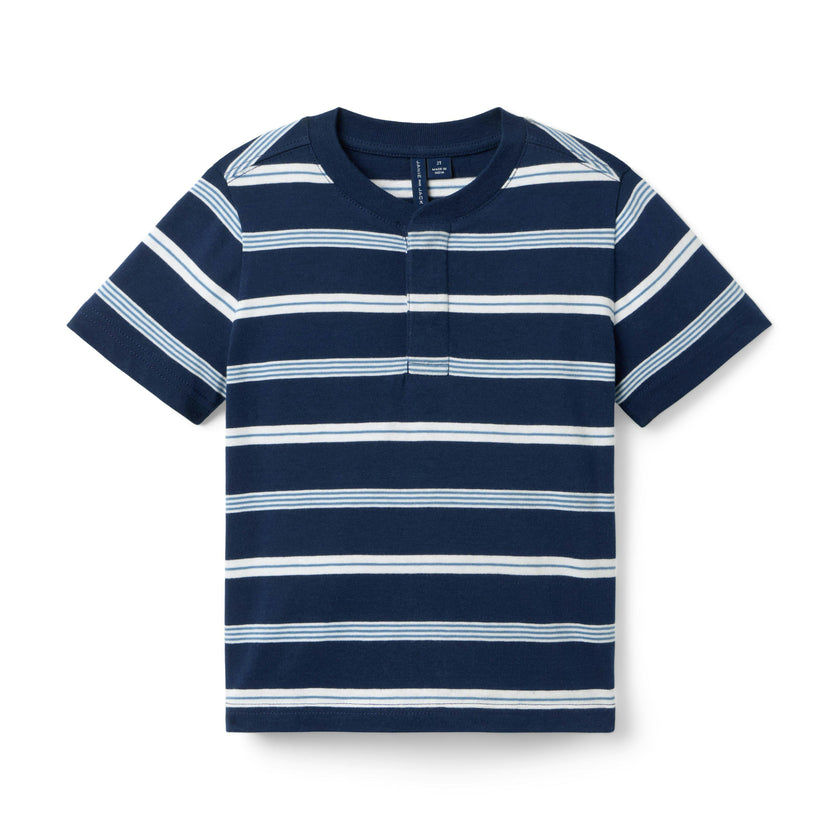 Striped Henley Tee, navy blue