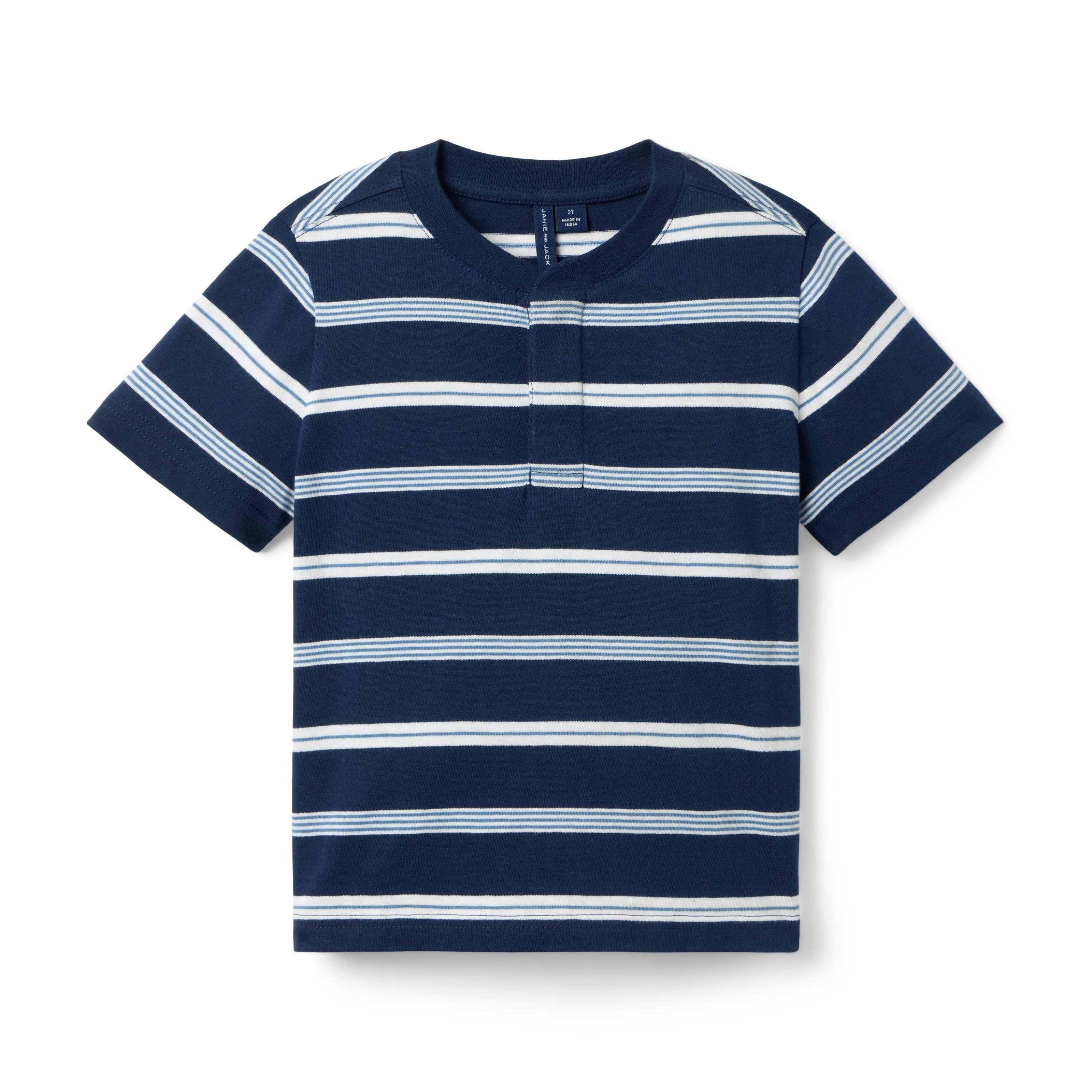 Striped Henley Tee, navy blue