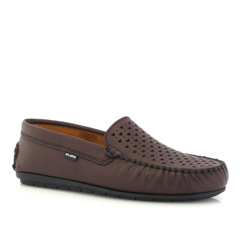Plain 015 Walker Moccasins, burgundy gomatti leather with hearts