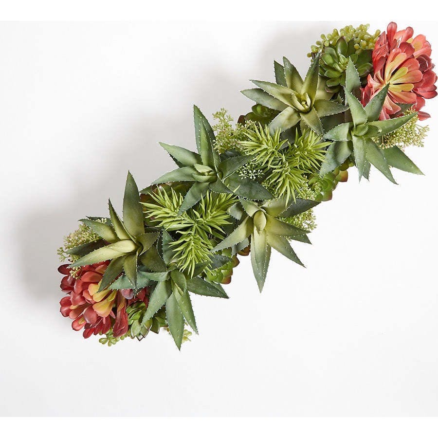 Rectangular Artificial Succulent Arrangement, Gray Planter