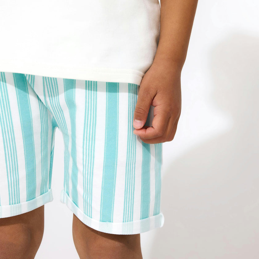 Blue Stripes Bamboo Terry Kids Daywear Shorts