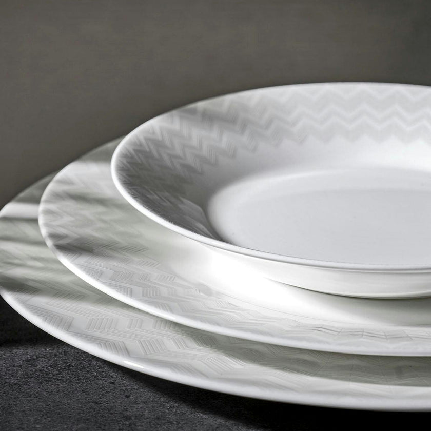 ZIG ZAG WHITE Set 2 Pcs. Dinner Plate - Ø 27,5 Cm