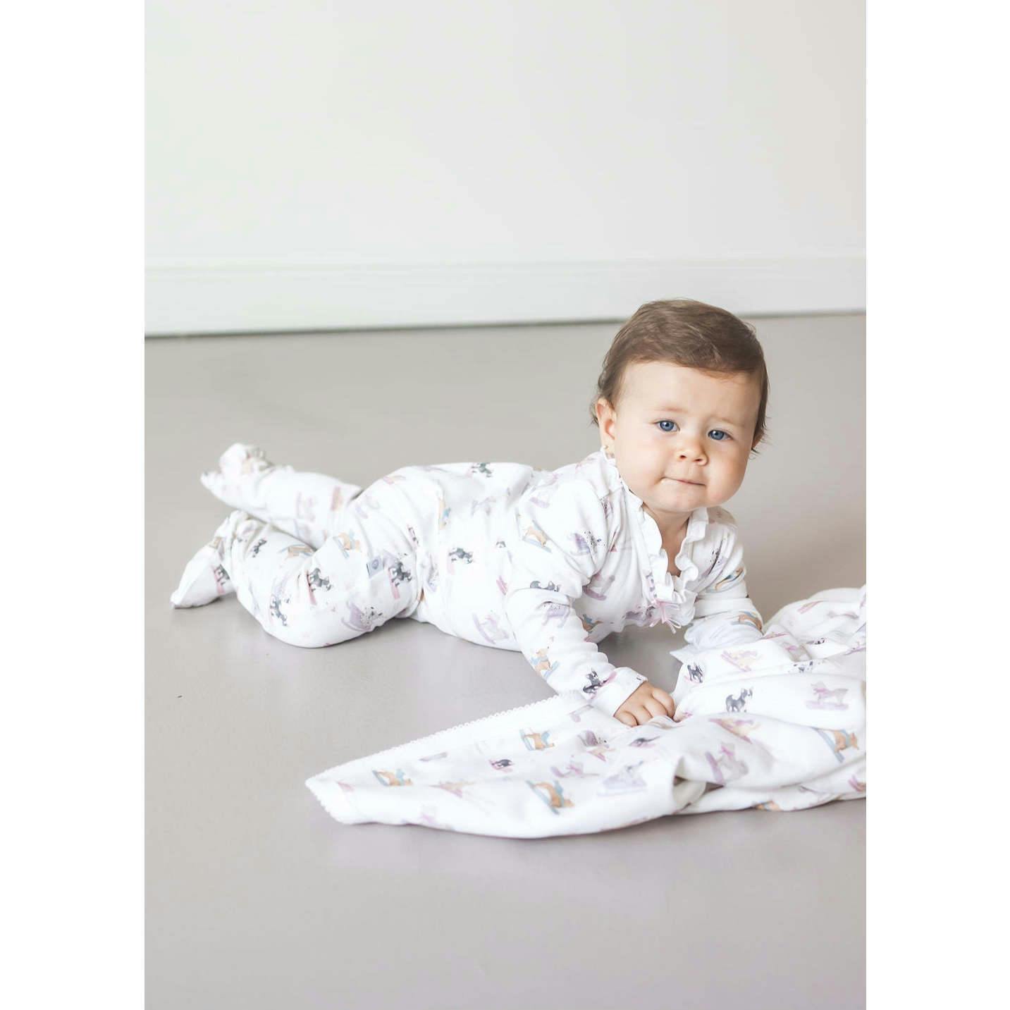 Ski Pups Girl Pima Cotton Baby Blanket