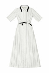 STRIPED SHIRT DRESS WITH BELT