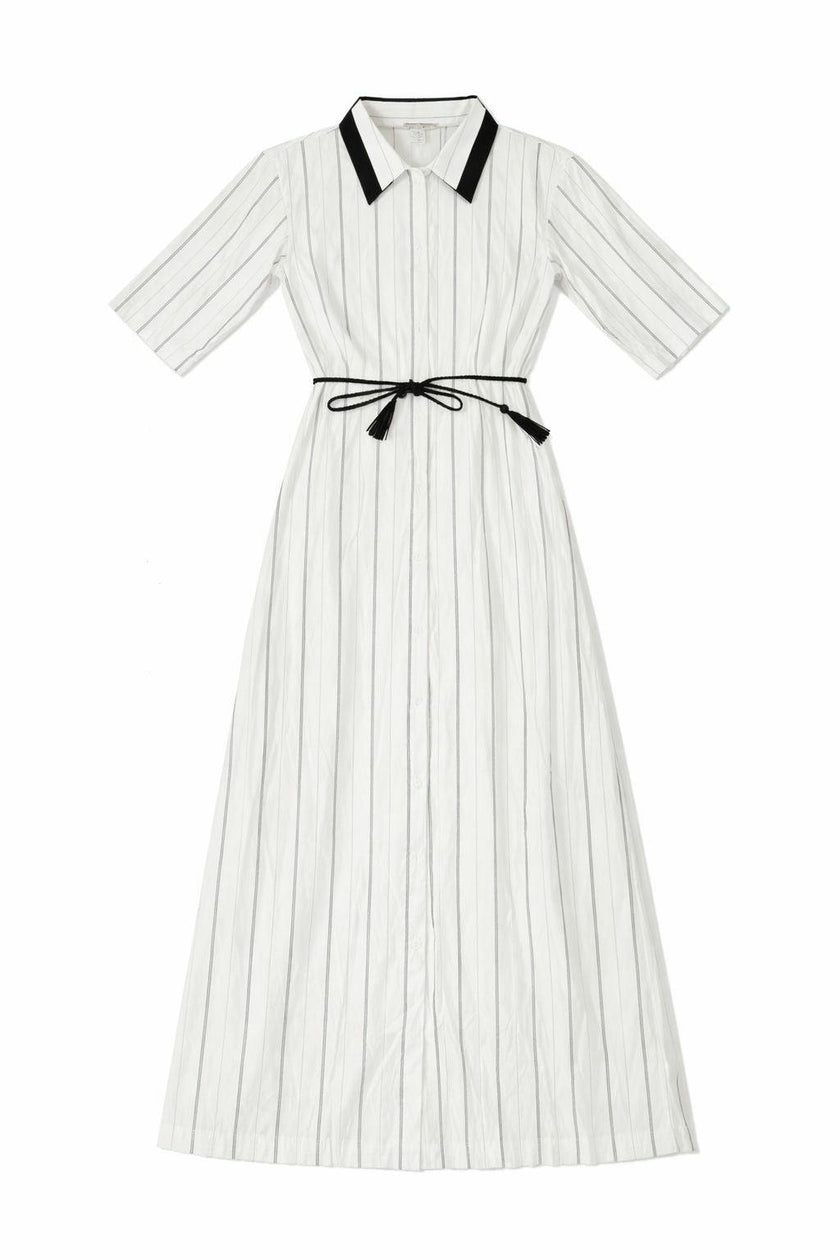 STRIPED SHIRT DRESS WITH BELT