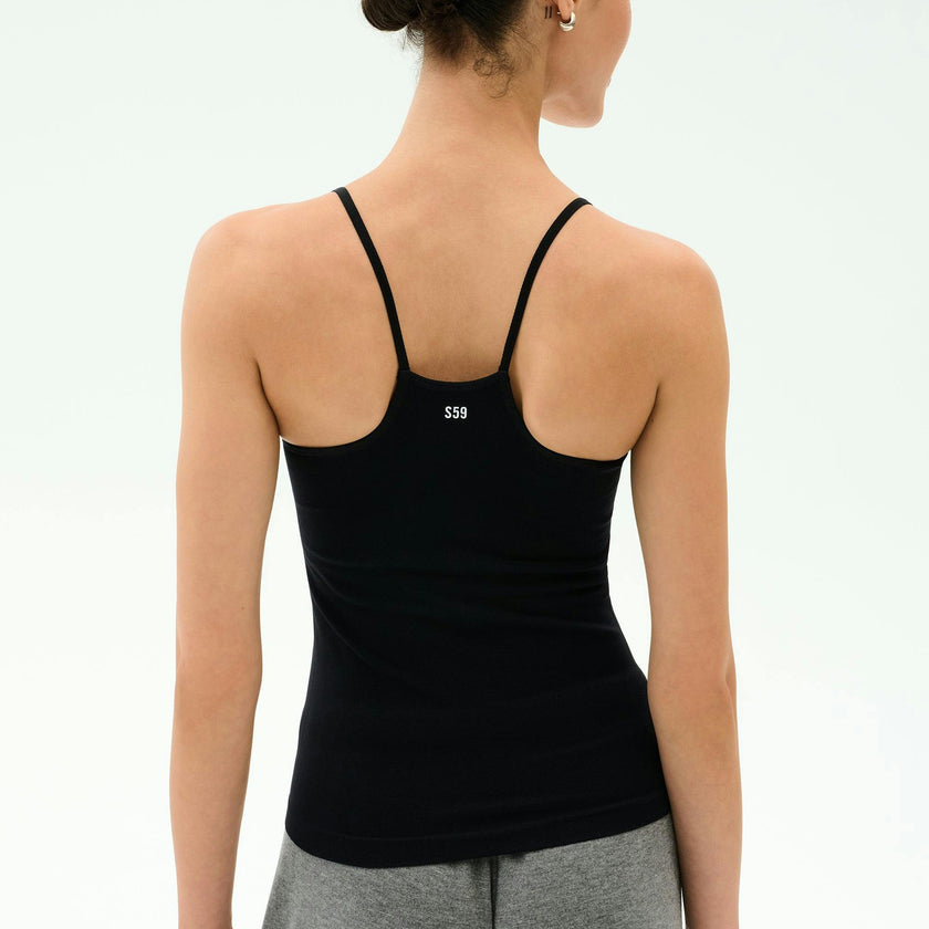 Loren Seamless Waist Length Tank - Black