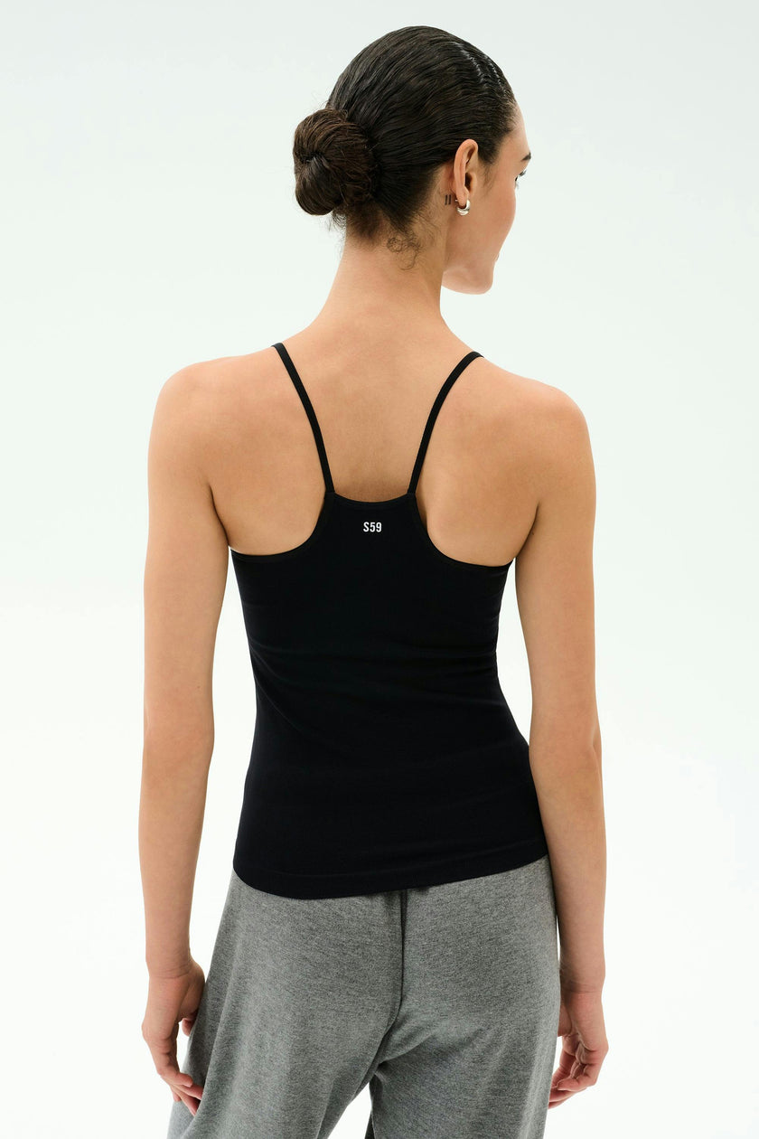 Loren Seamless Waist Length Tank - Black