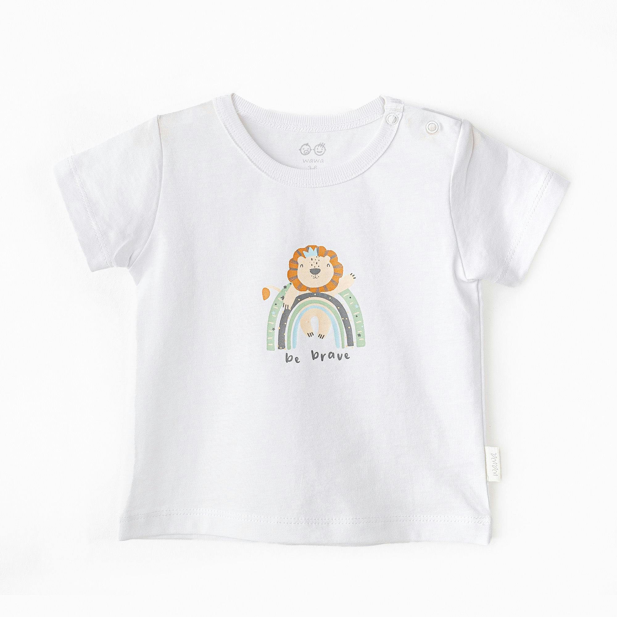 White Casual Brave Lion T-Shirt
