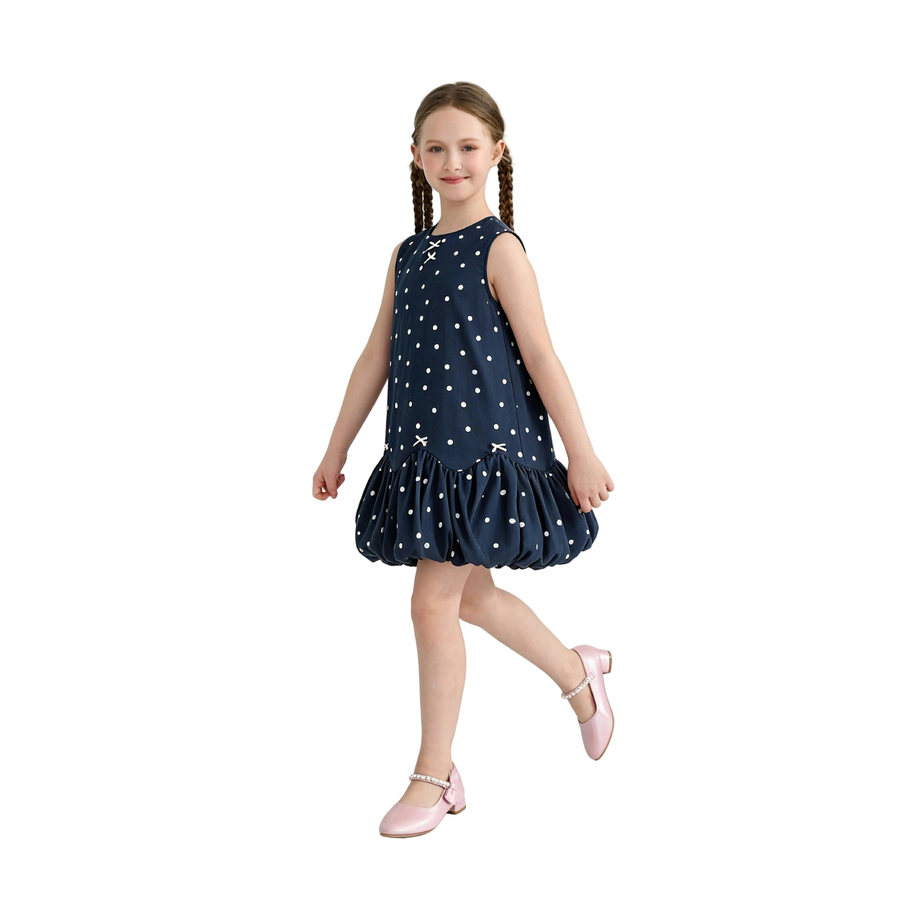 Navy Polka Dot Bow Dress