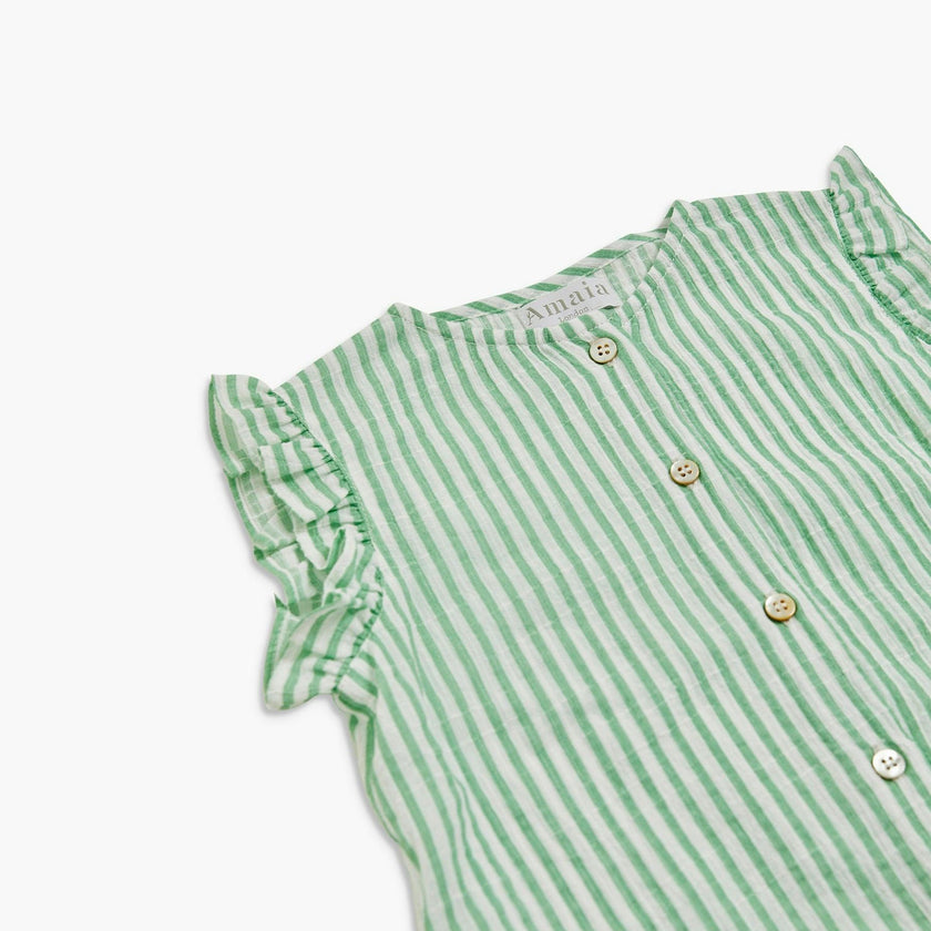 Noemie Top Mint Stripe Crepon
