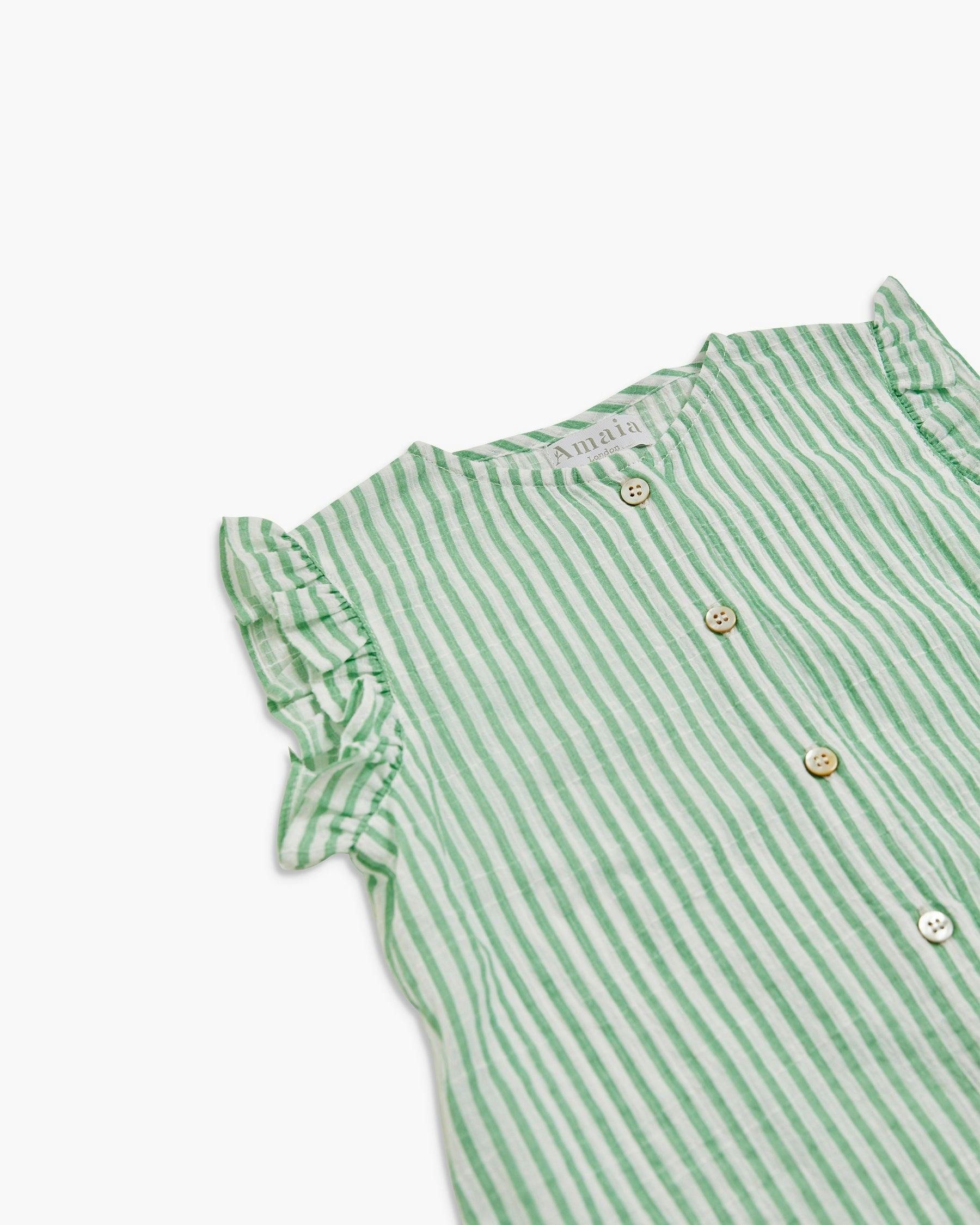 Noemie Top Mint Stripe Crepon