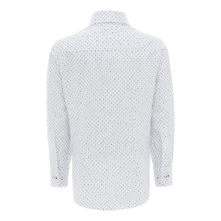 White Ticket Print Dress Shirt