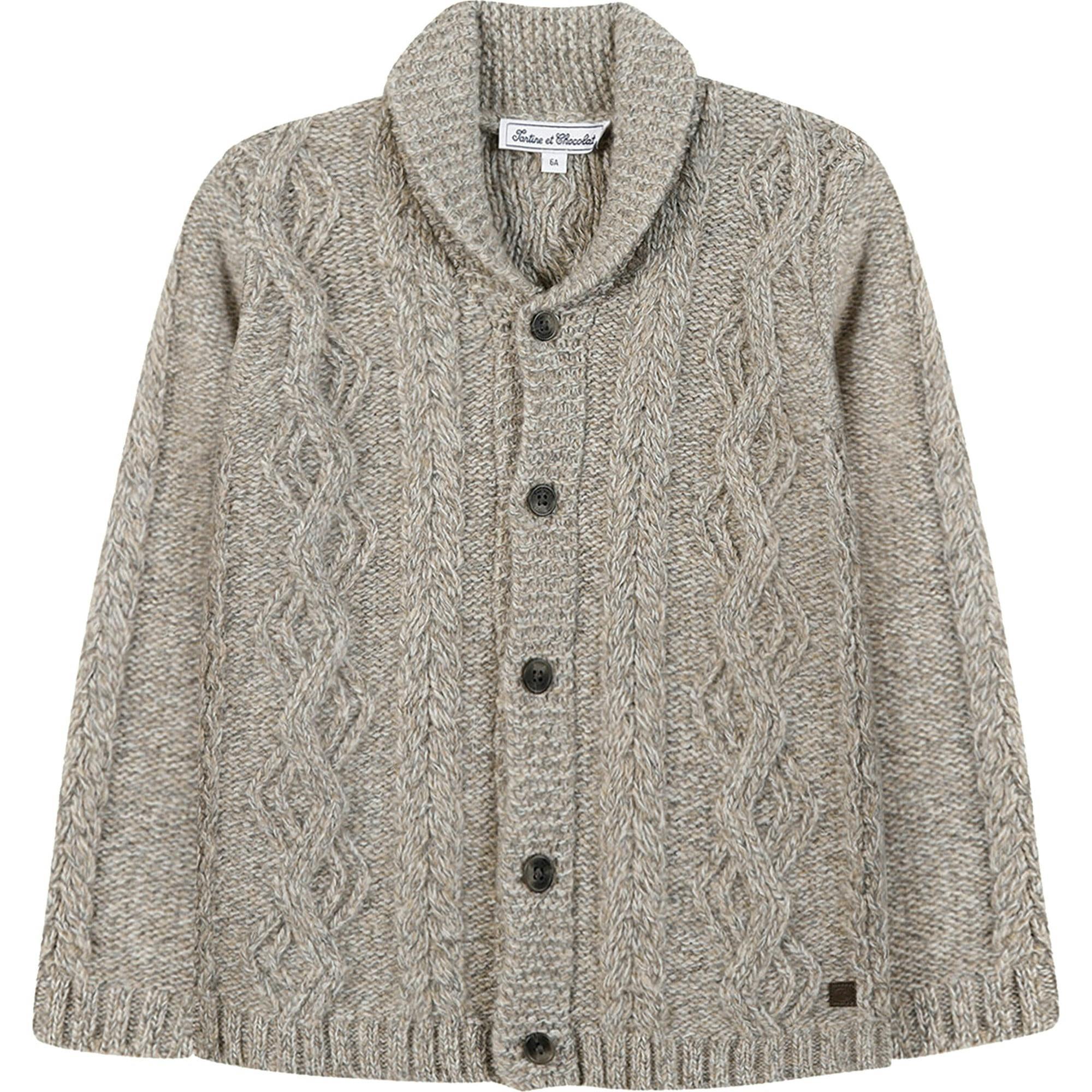 Shawl Collar Cableknit Cardigan