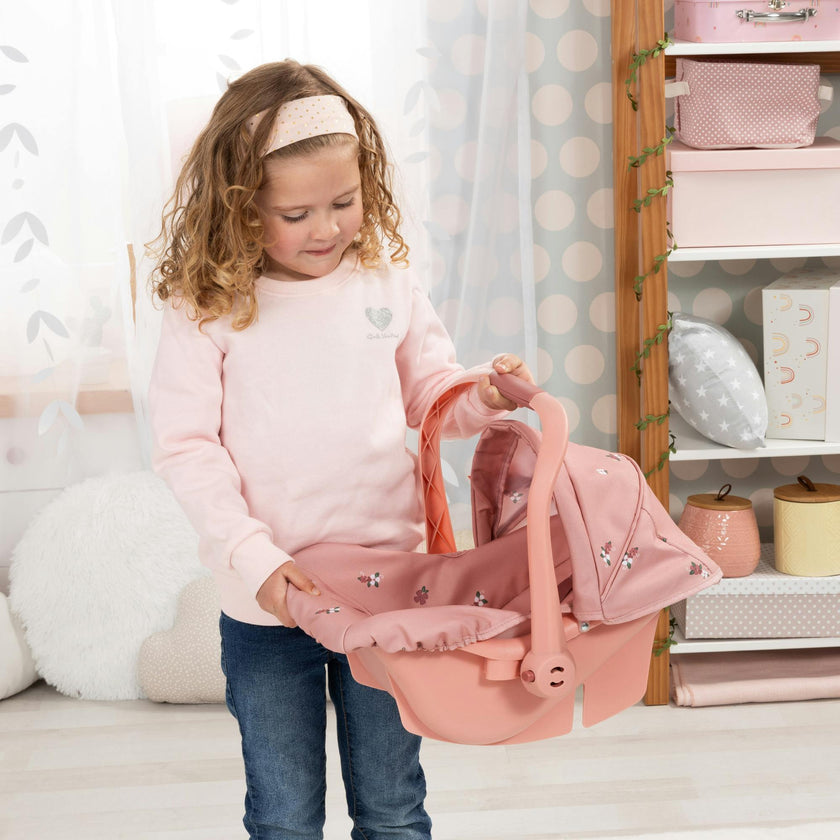 Bayer Design Dolls: Deluxe Car Seat - Coral Pink Floral