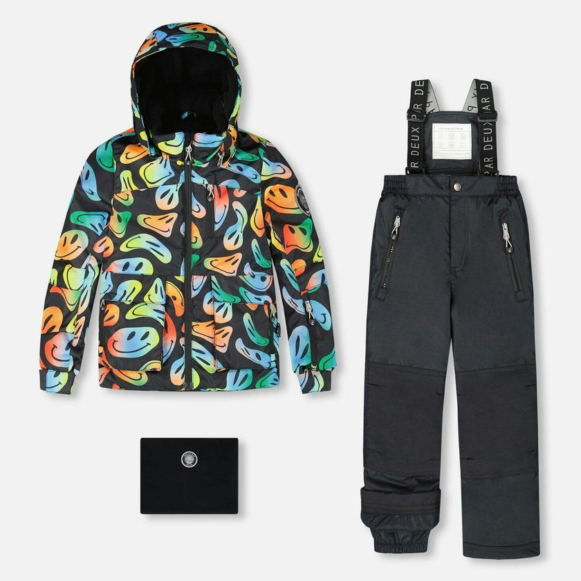 Two-Piece Play Snowsuit with Allover Print Jacket Smiley Face